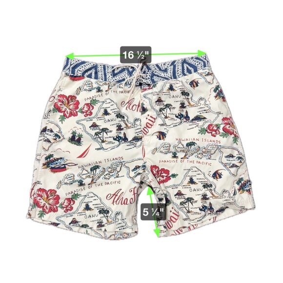 Vintage Nautica Mens Hawaiian Islands Print Swim Trunks Drawstring Waist Size 36 - Picture 6 of 7